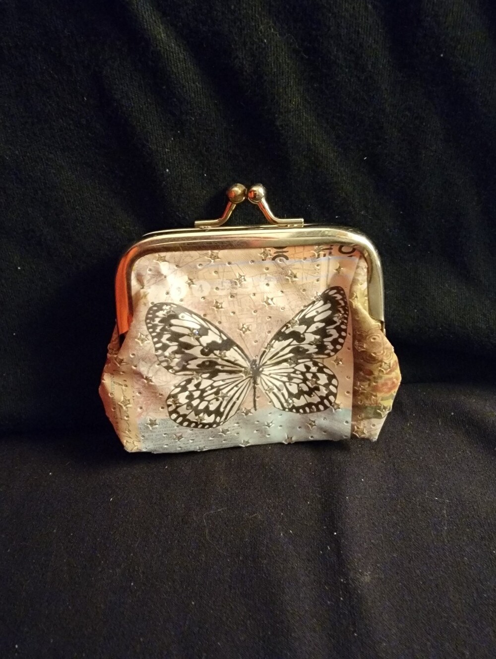 Pocetdance Butterfly Print Pastel Coin Purse with Kiss Lock